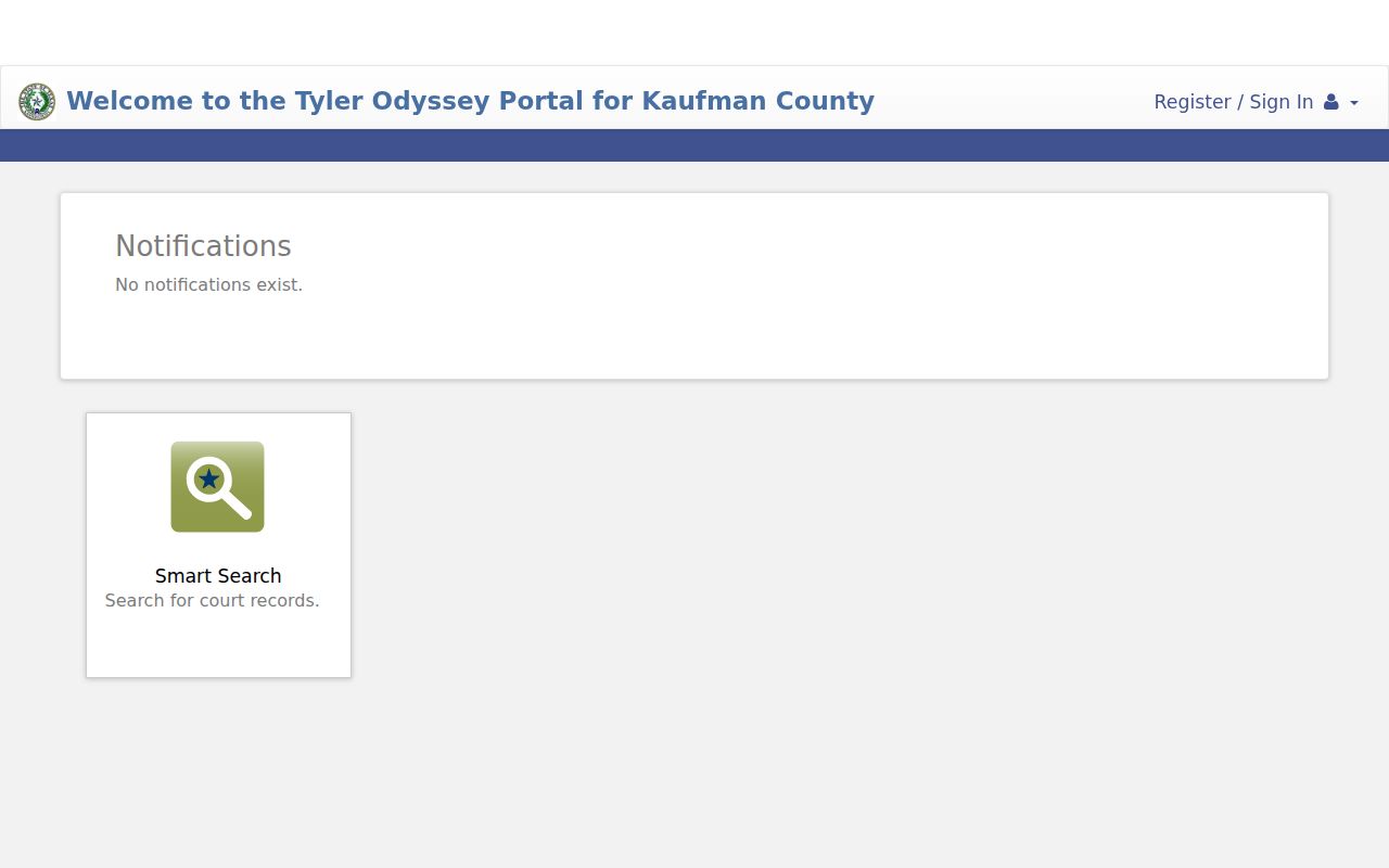 Kaufman residents directory Odyssey court portal Smart Search