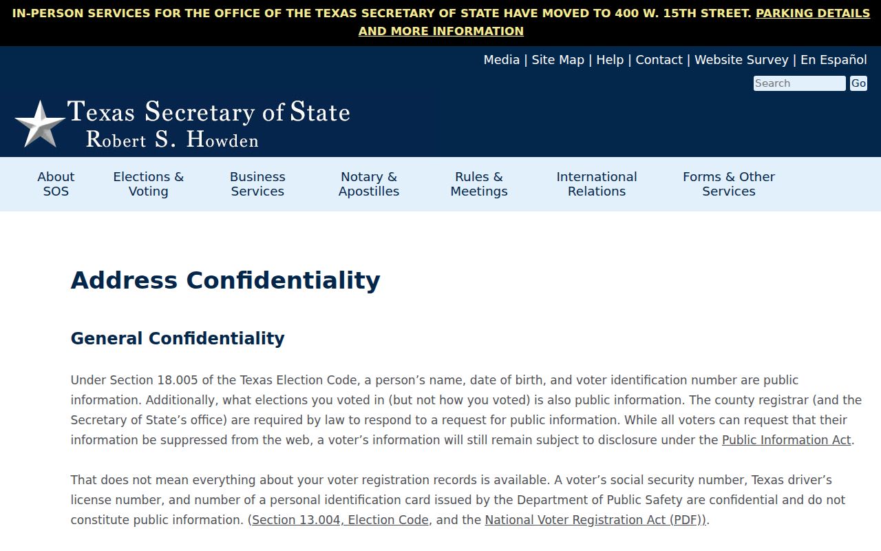 Kaufman County resident lookup and Texas voter confidentiality guidance